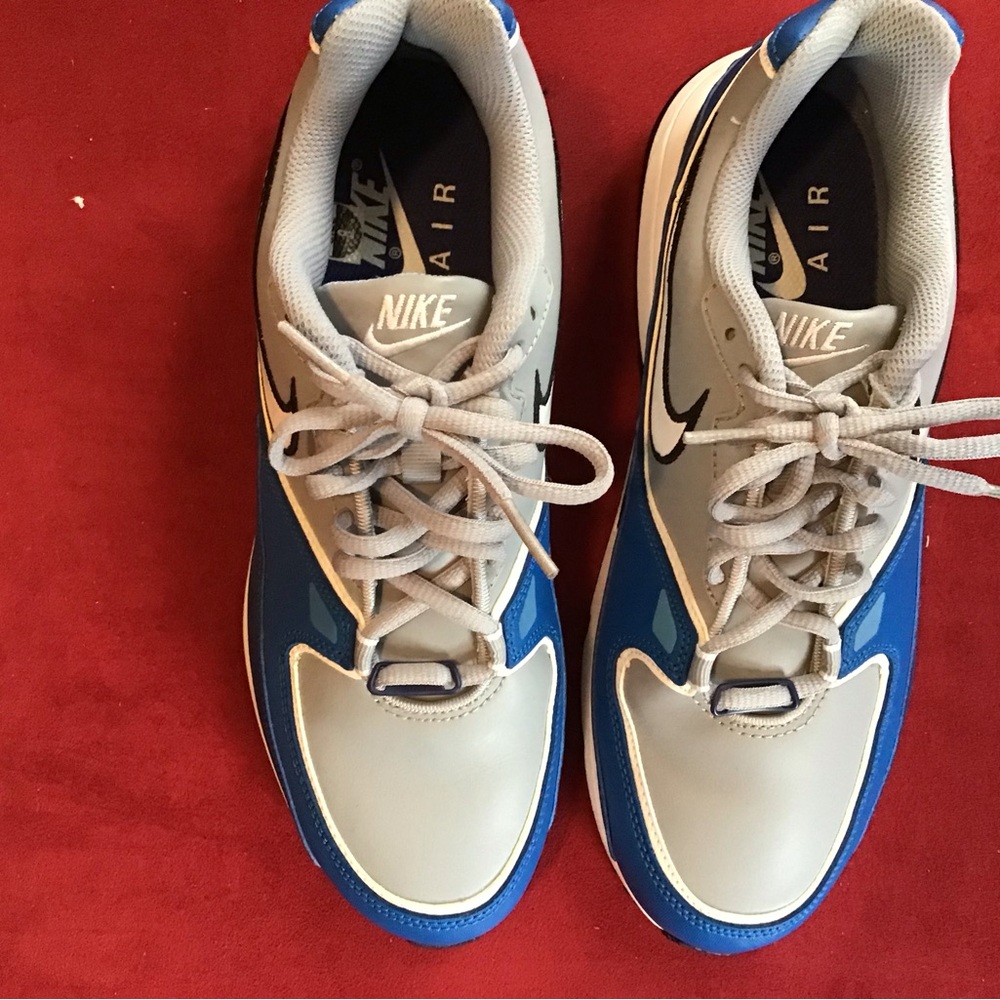 Gray and blue air max